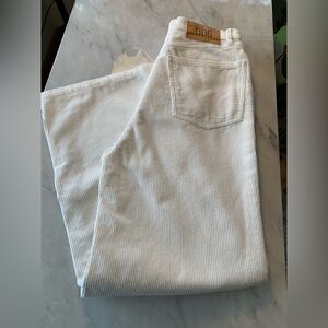 BDG Y2K Urban Outfitters White Corduroy High & Wide Leg Cotton Flare Pants 28
